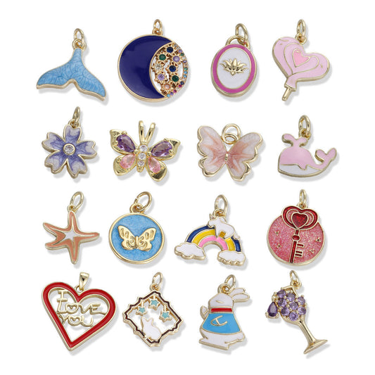 Butterfly Rainbow Stars Heart Dolphin Tail Rabbit Dripping Oil Pendant Diy Ornament Accessories