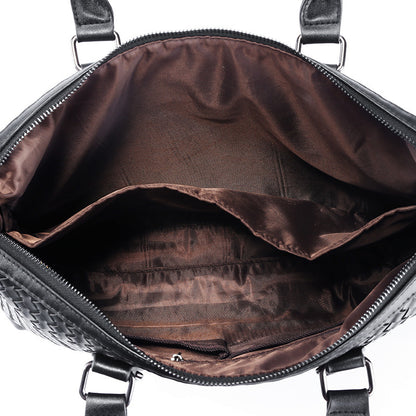 Bolso de hombre, maletín grande de cuero tejido a mano, bolsos de lujo, bolsos de mano de negocios para hombre, bolsos de mano de alta calidad para portátil.