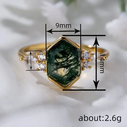 Pferdeauge Geometrischer Sechseck-Designring im Mori-Stil