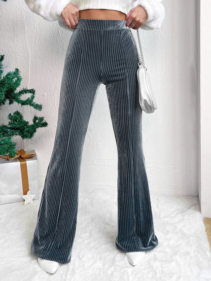 Hohe Taille Lamp Wick Cord Schlaghose Weites Bein Damen
