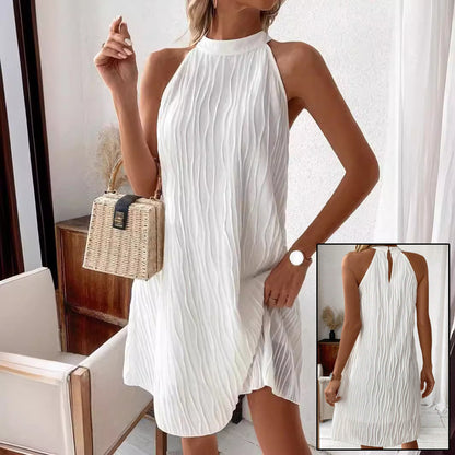 Vestidos de moda para mujer Vestido halter sin espalda de color puro