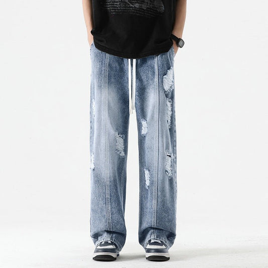 Fashion Men Loose Drawstring Straight - leg Pants - BAGMODA