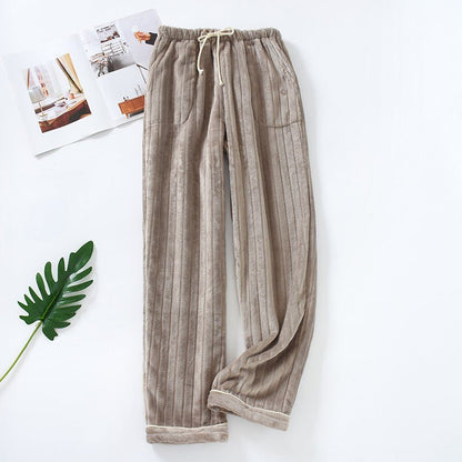 Couple Flannel Home Pants Trousers Thick Coral Fleece Warm Pants Men Plus Size Pants - BAGMODA