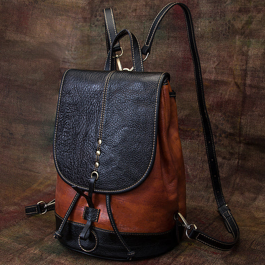 Vintage Cowhide Leather Backpack