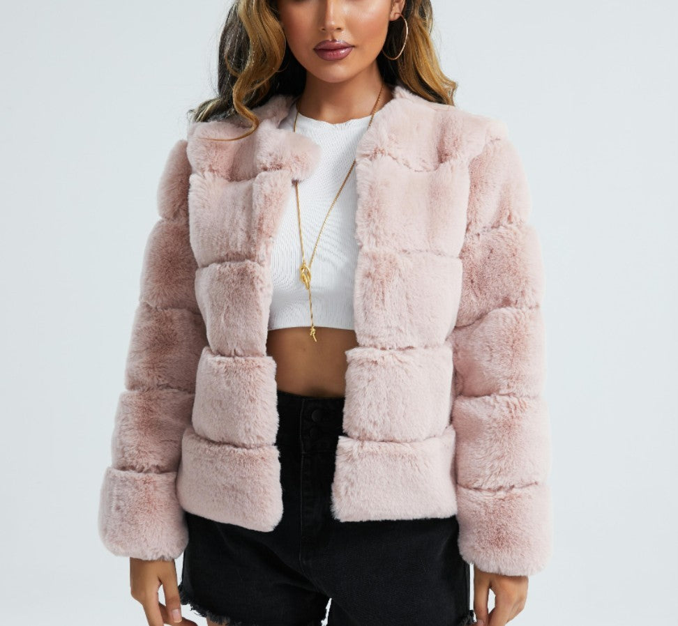 Women's Coat Fox Horizontal Stitching Artificial Fur