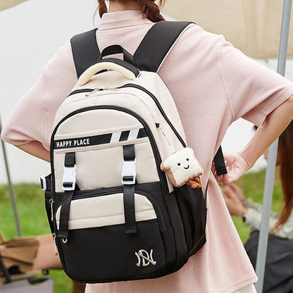 Mochila escolar minimalista de estilo preppy resistente a las manchas