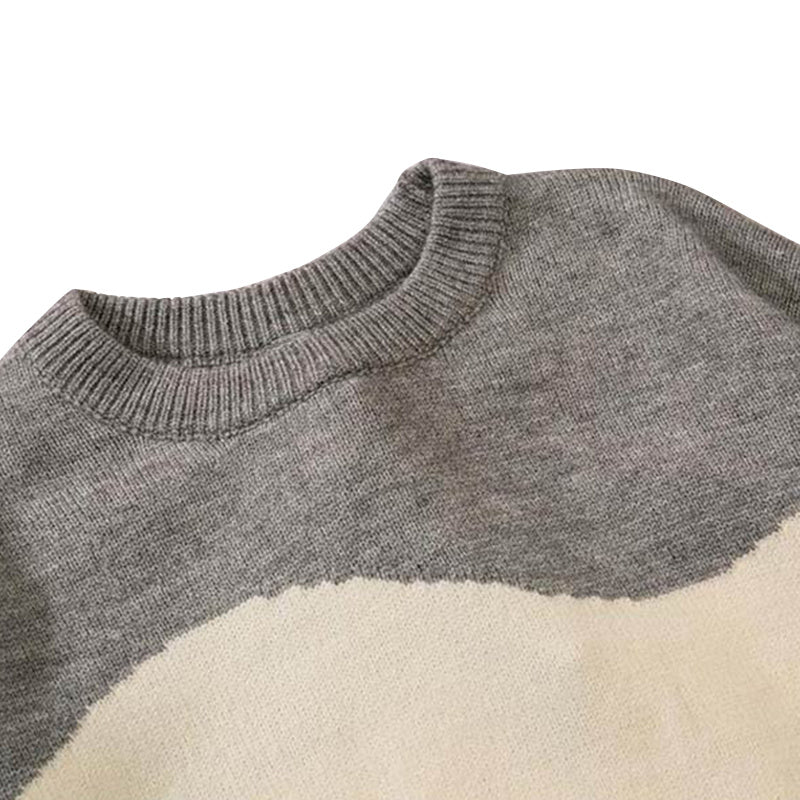 Men's Contrast Color Stitching Crew Neck Knitted Sweater
