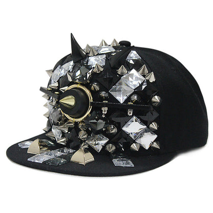 Flame Big Ghost Head Flachkrempe Baseballkappe mit Nieten
