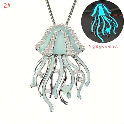 Collar con colgante de medusa luminosa de sueños dulces de aguas profundas para viajes y vacaciones en la playa