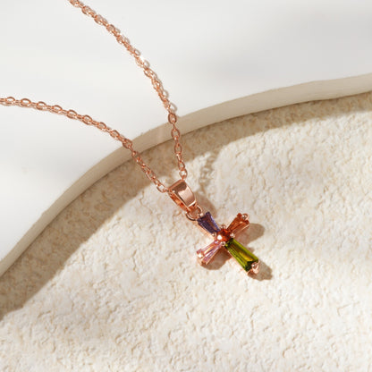 Collar colgante de cobre colorido con incrustaciones de circonitas, de lujo, sencillo y personalizado, combinable con todo.