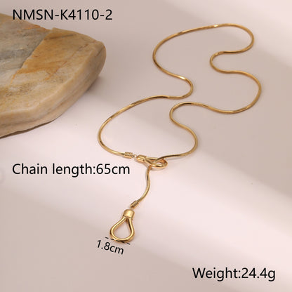 Cadena larga ajustable para suéter, de acero inoxidable, chapada en oro de 18 quilates, estilo europeo y americano.
