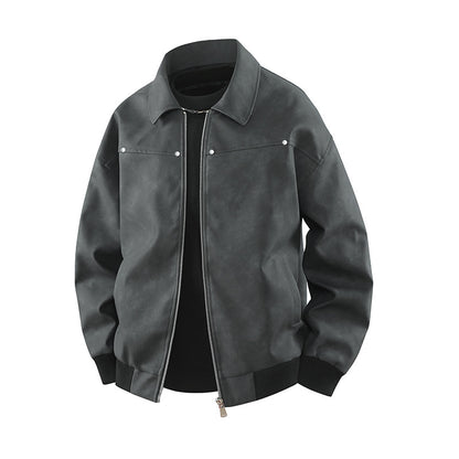 Amerikanischer Retro-Ledermantel mit braunem Revers
