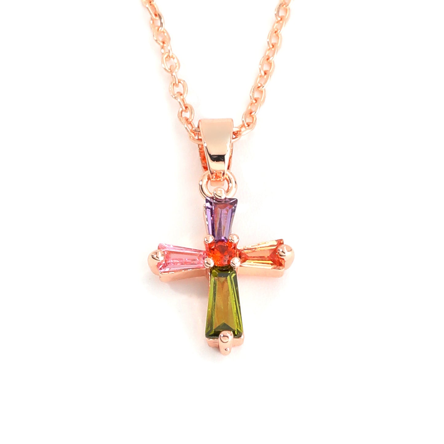 Colorful Copper Inlaid With Zircon Pendant Light Luxury Simple Personalized All-match Necklace