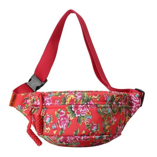 Big Flower Western Style All-matching Waist Bag
