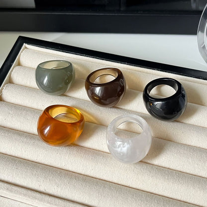 Anillo de resina vintage transparente de moda para mujer
