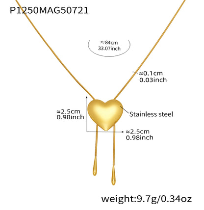 Collar largo extraíble con corazón brillante de acero inoxidable