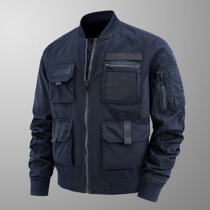 Chaqueta de piloto para hombre, abrigo multibolsillos, chaqueta exterior