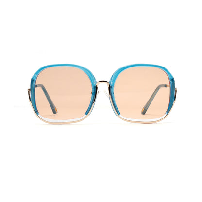 Gafas de sol coloridas, modernas y grandes con media montura para mujer
