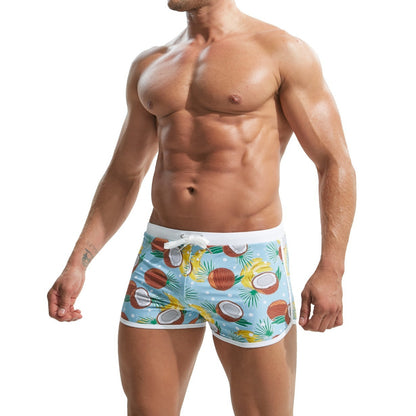 Summer Men's Nylon Printing Swim Briefs