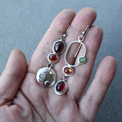 Pendientes geométricos asimétricos creativos hechos a mano para mujer