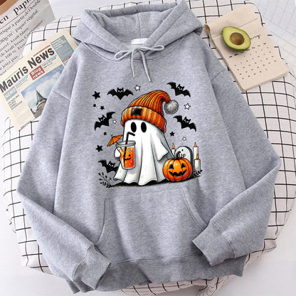 Sudadera con capucha de murciélago, calabaza y fantasma de Halloween para mujer