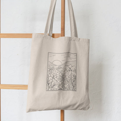 Bolsa de lona con estampado de mariposa y hongo