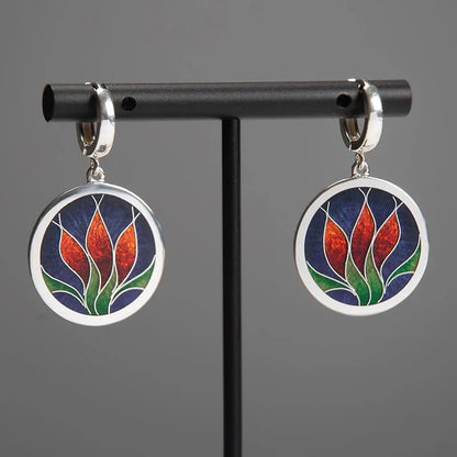 Newandy Bunte Blumenmuster Tropfen Ohrringe Damen Kreativ