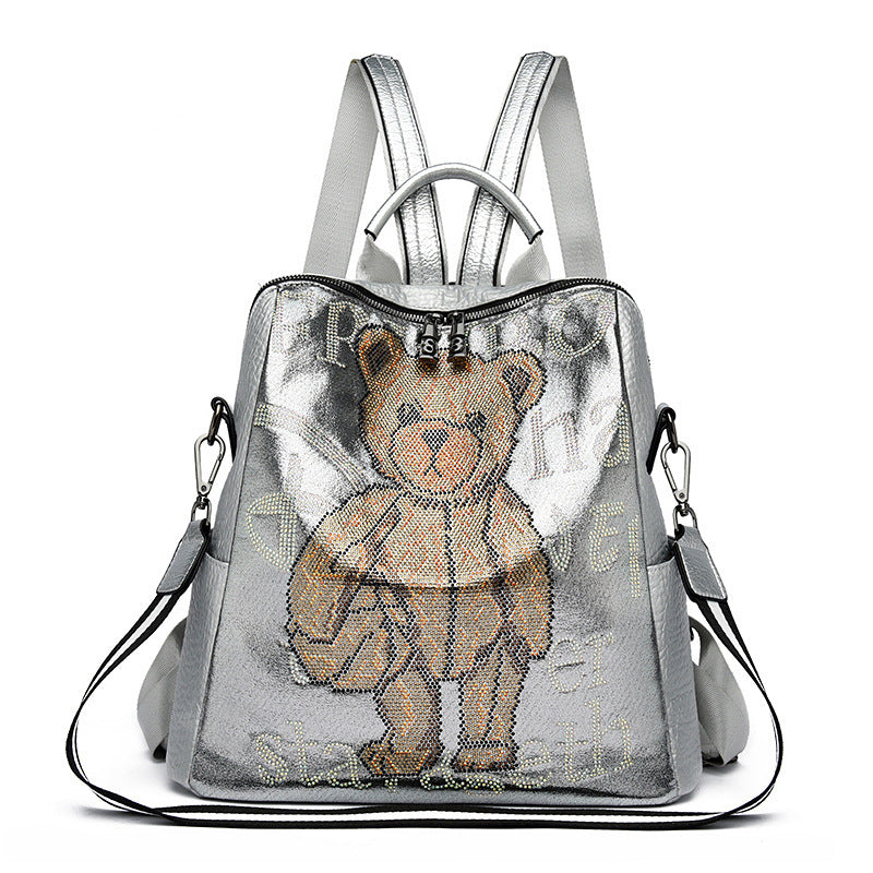 Multifunktionaler Rucksack aus Strass-Bärenleder