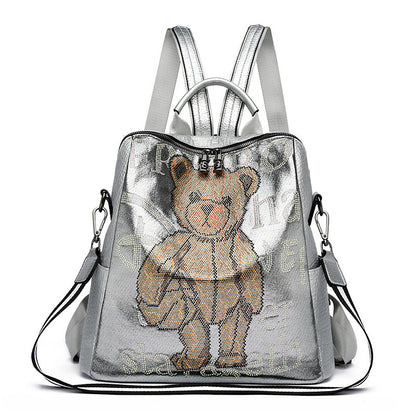 Multifunktionaler Rucksack aus Strass-Bärenleder