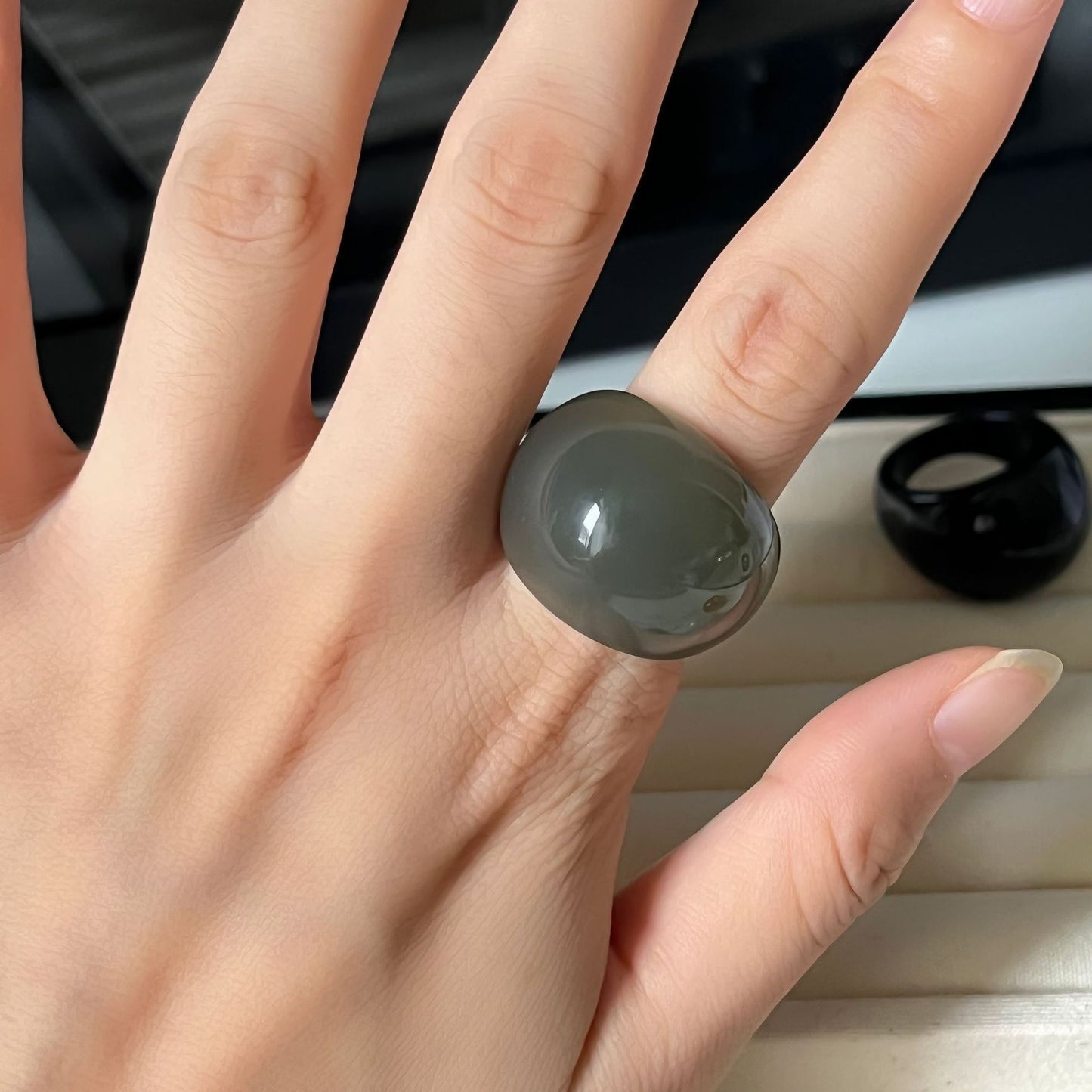 Fashion Transparent Vintage Resin Ring For Women