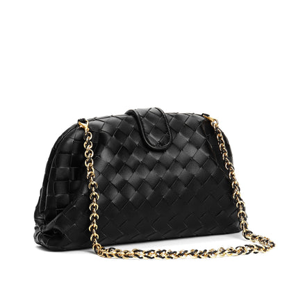 Bolso de hombro tejido de cuero genuino