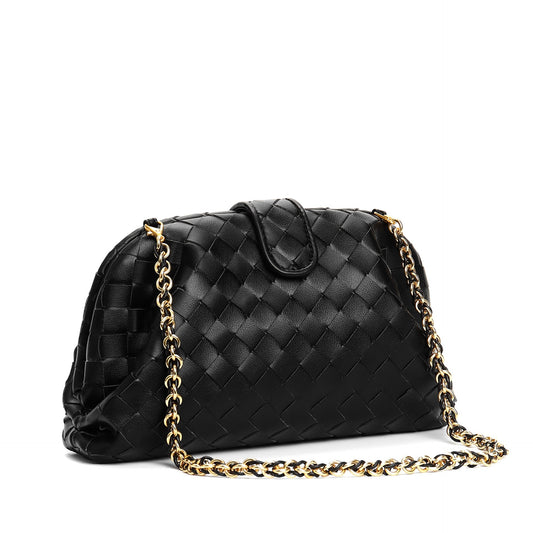Genuine Leather Woven Shoulder Bag