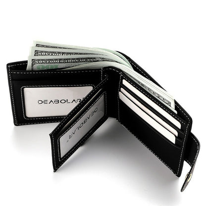 Cartera corta con múltiples ranuras para tarjetas y cremallera para hombre