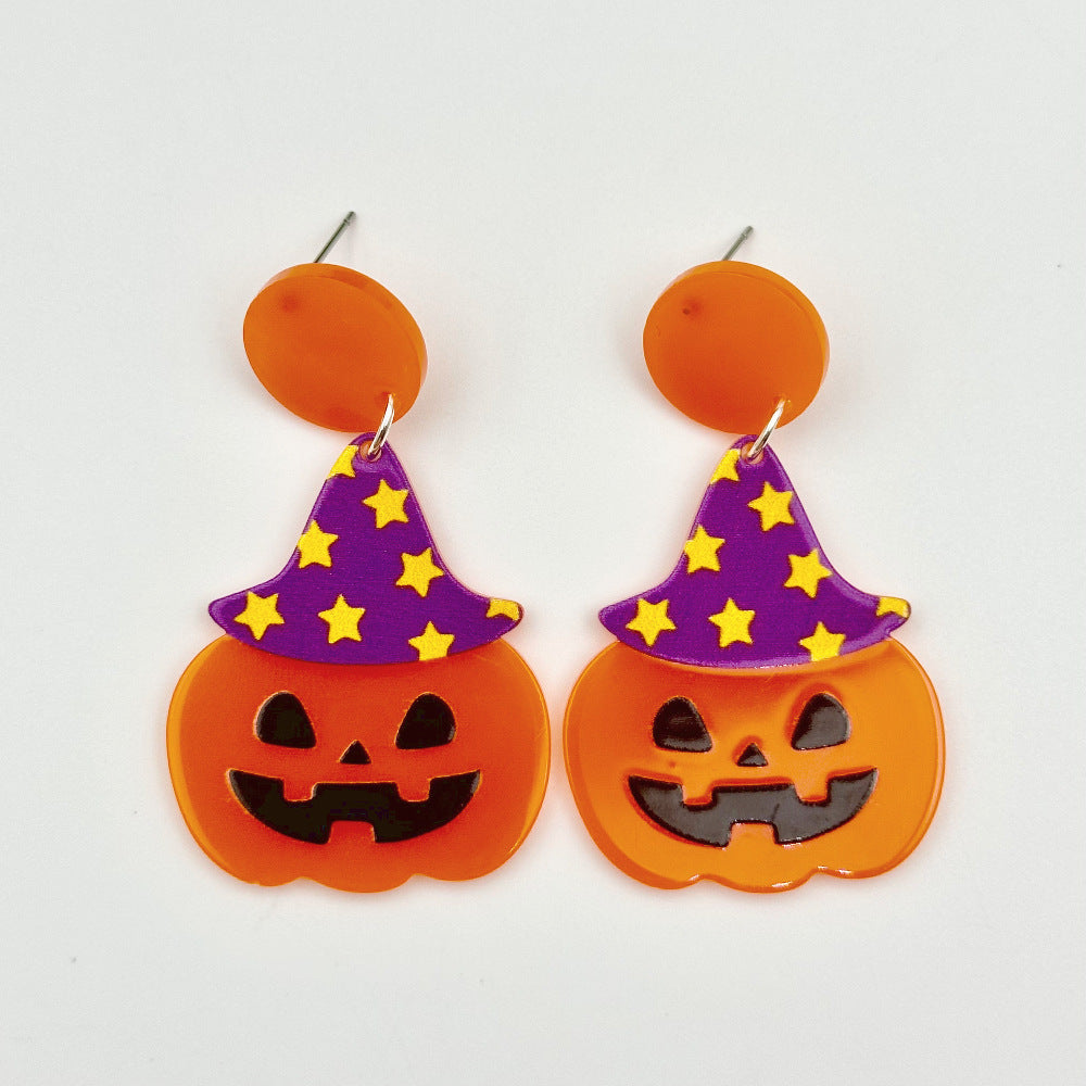 Halloween Day Ornament Colorful Ghost Eyes Funny Acrylic Earrings For Women