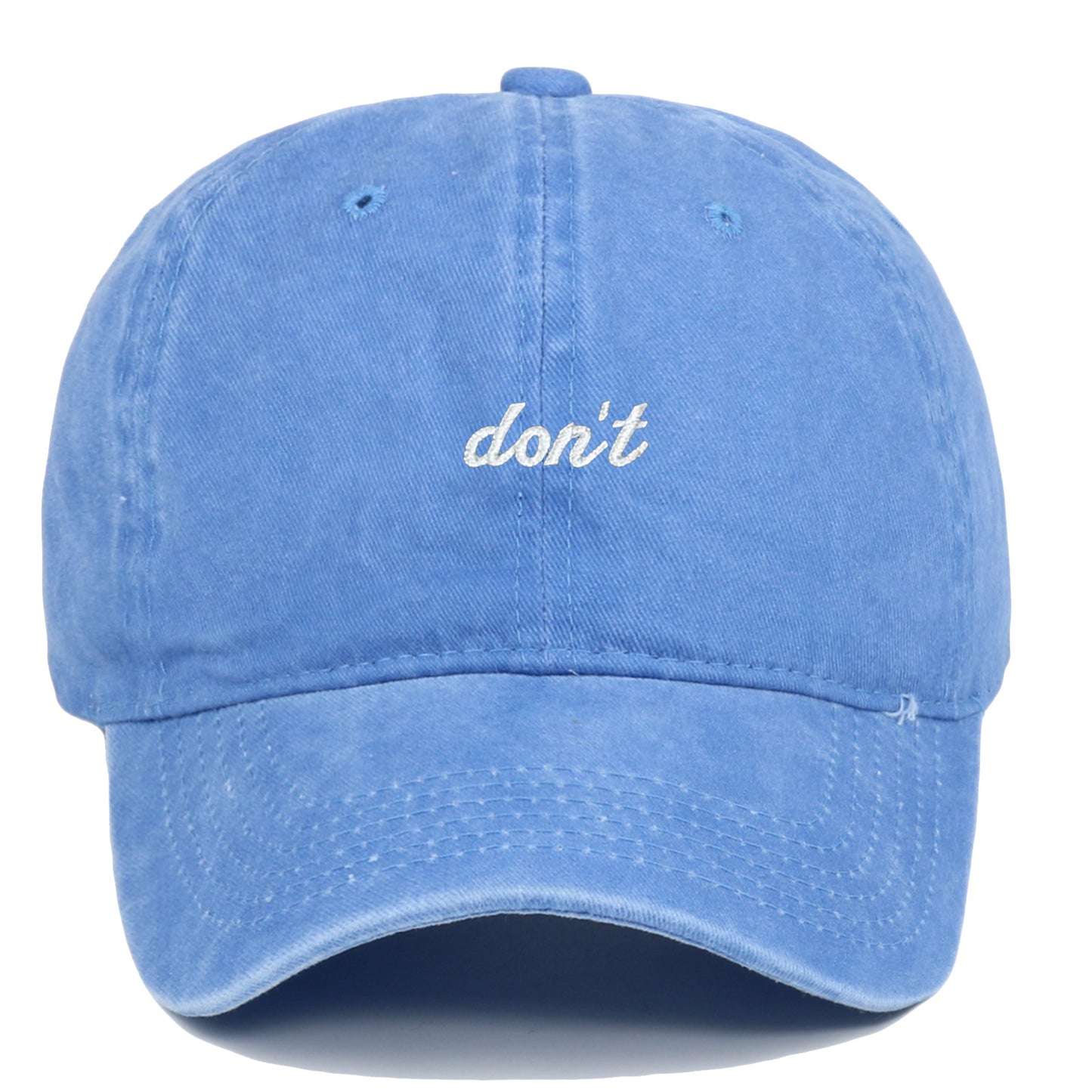 Letter Don't Embroidered Washed Old Soft Top Baseball Cap