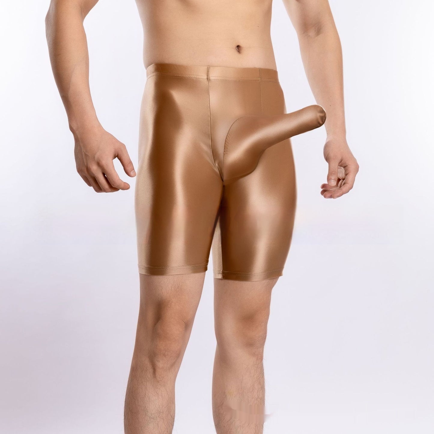 Plus Size Shiny Silky Sports Shorts