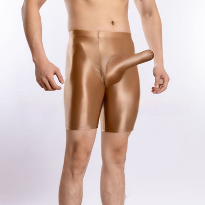 Plus Size Shiny Silky Sports Shorts