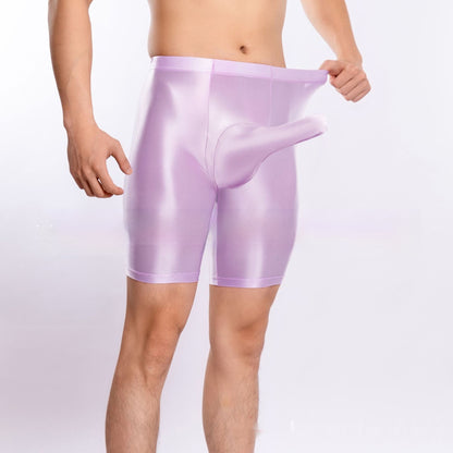 Plus Size Shiny Silky Sports Shorts