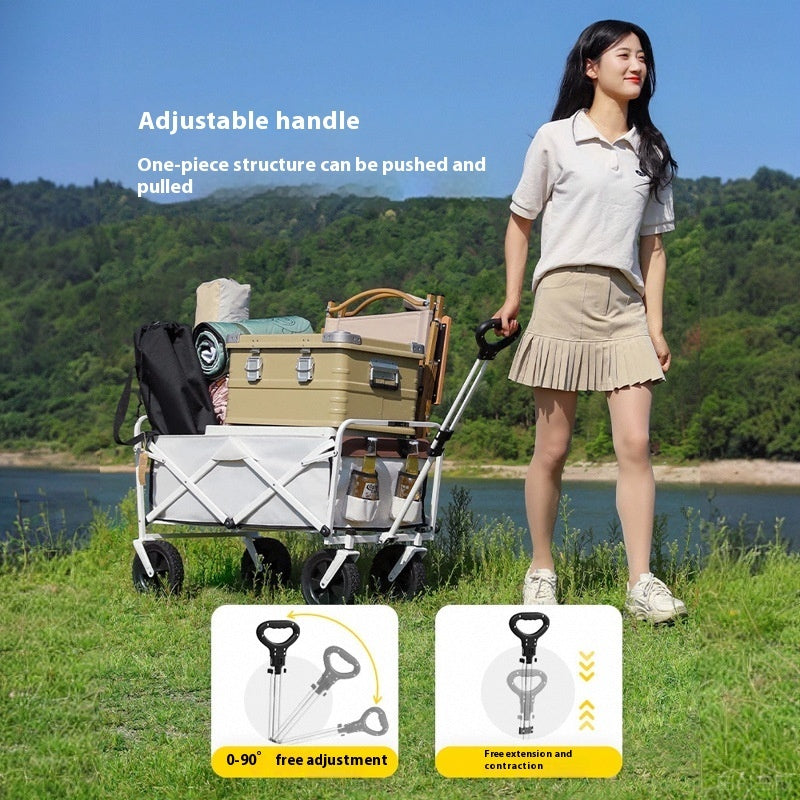 Outdoor Camper Picnic Car Household Foldable Four-wheel Luggage Trolley Portable Fishing Lever Car