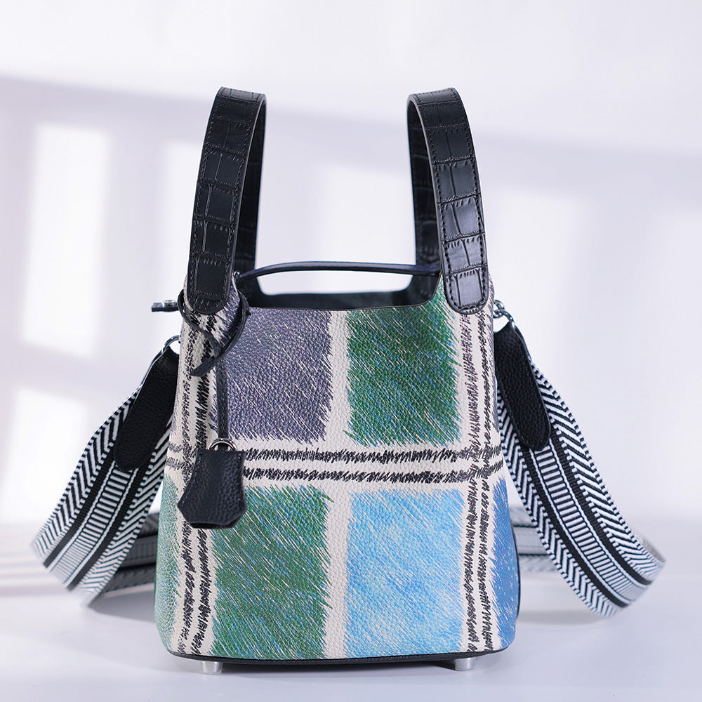 Cowhide Leather Bucket Bag
