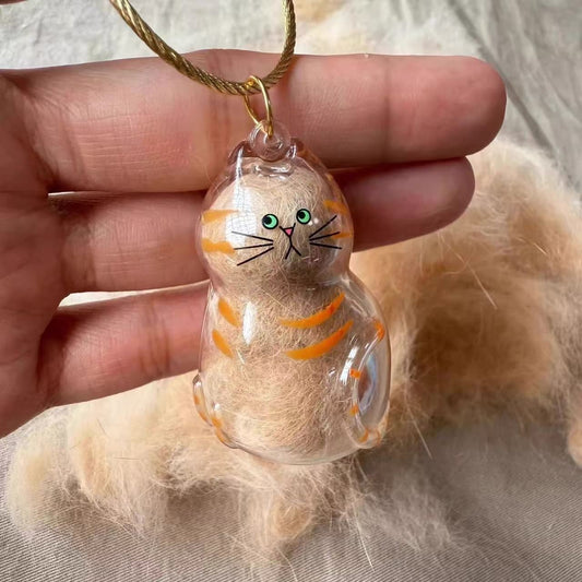 Transparent Cat Hair Storage Box Charm Commemorative Keychain