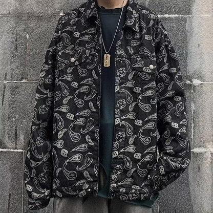 Chaqueta vaquera a cuadros jacquard negra de primavera y otoño