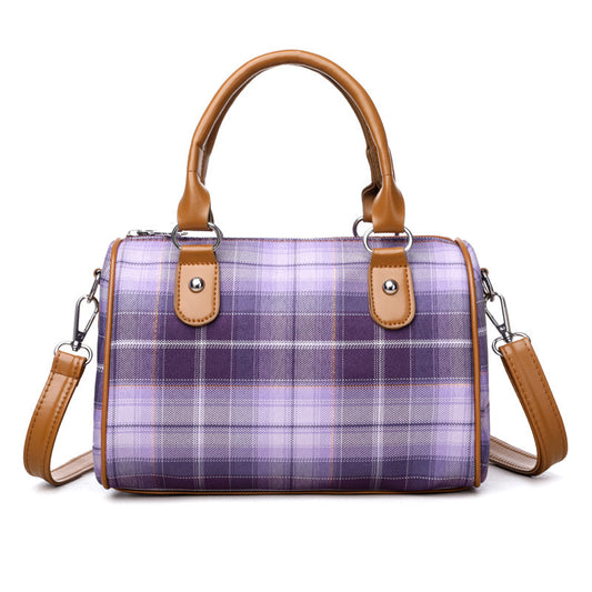 Bolso de hombro redondo estilo Plaid Academy
