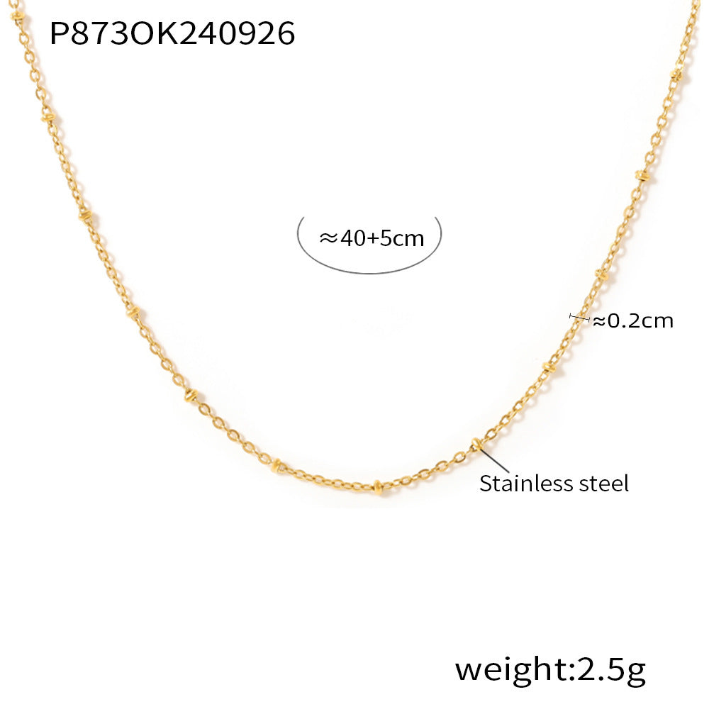 European And American Hollow Love Twin Clavicle Chain Stainless Steel Plated 18K Gold Necklace