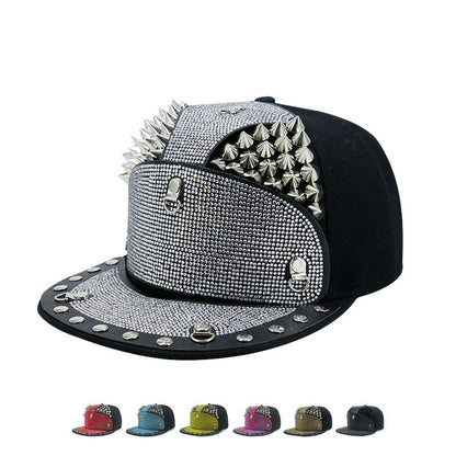 Punk Diamond Armor Tip Rivet Hip Hop Flachkrempe Hut