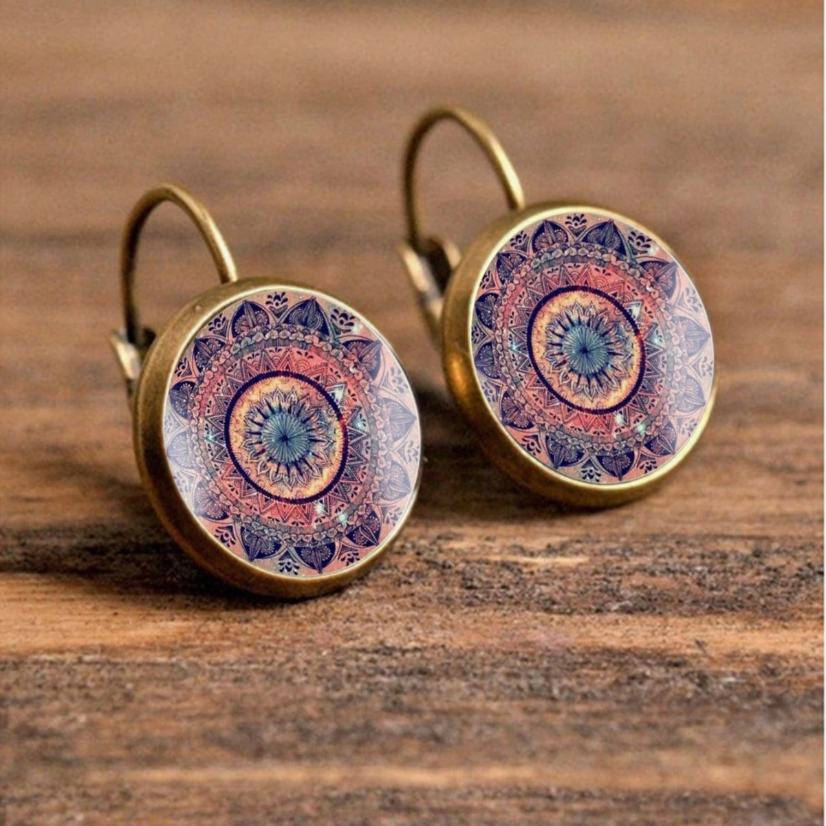 Vintage Datura Flowers Time Stone Glass Earrings For Women