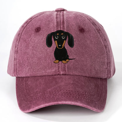 Retro Washed Baseball Cap Schirmmütze mit Dackel-Print
