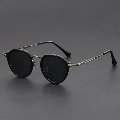 Gafas de sol con montura circular de metal y protección UV para hombres y mujeres.
