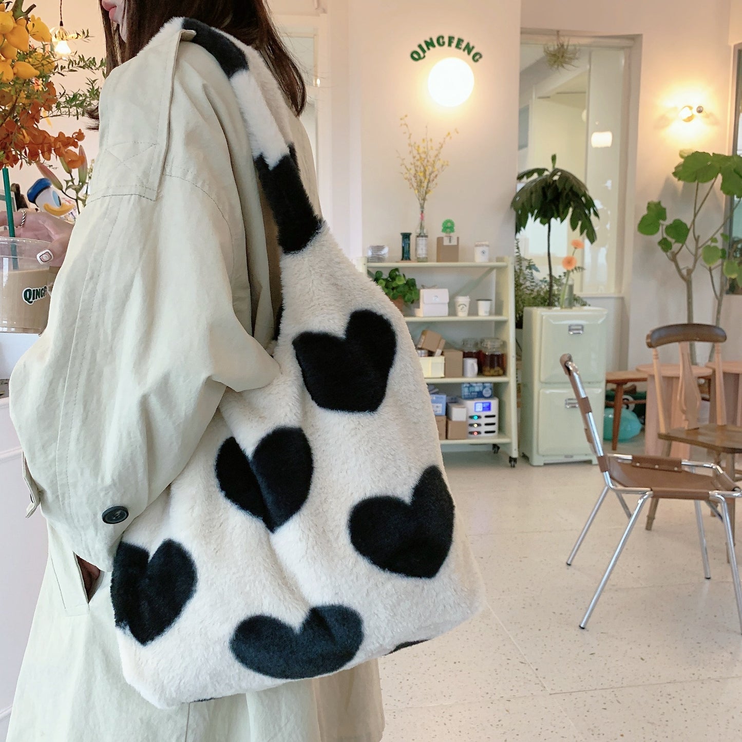 Plush Loving Heart Shoulder Bag