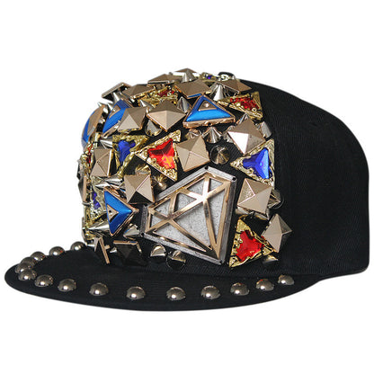 Sombrero estilo Harajuku europeo y americano con remaches de calavera cruzada